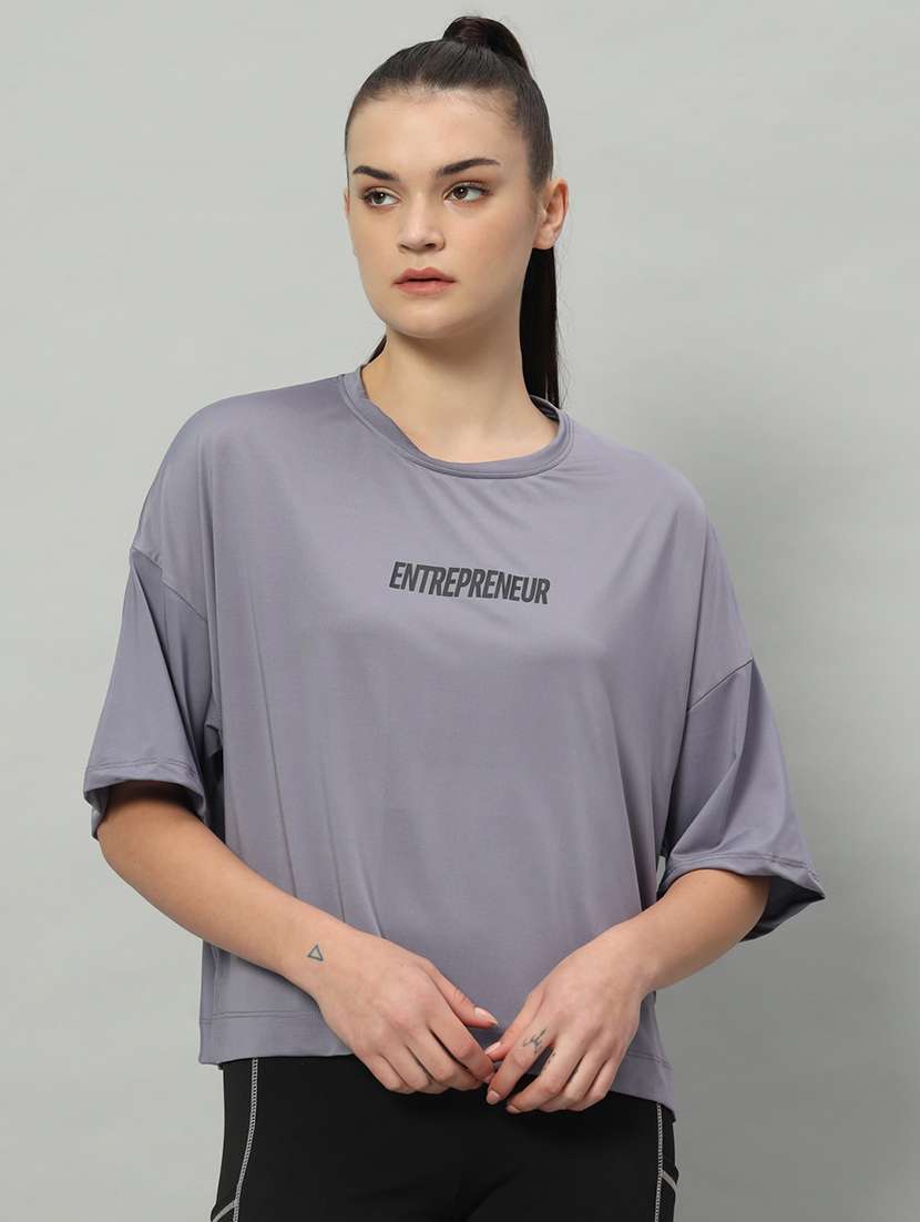 women printed dri-fit boxy sports t-shirt