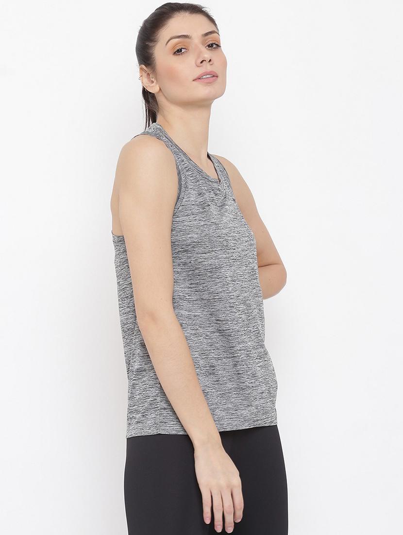 women melange racer back dri-fit t-shirt - 21762869 - Standard Image - 1