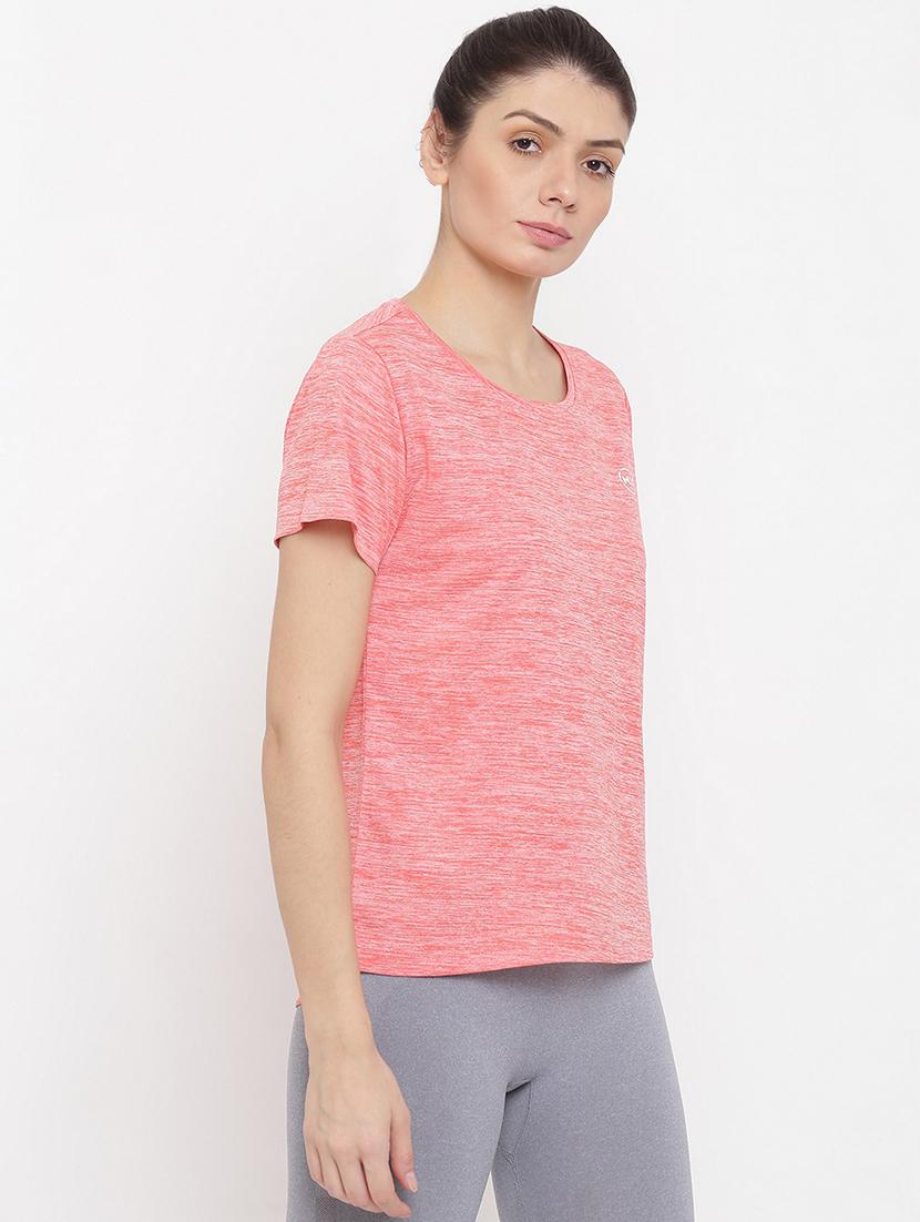 women melange round neck dri-fit t-shirt - 21762874 - Standard Image - 1