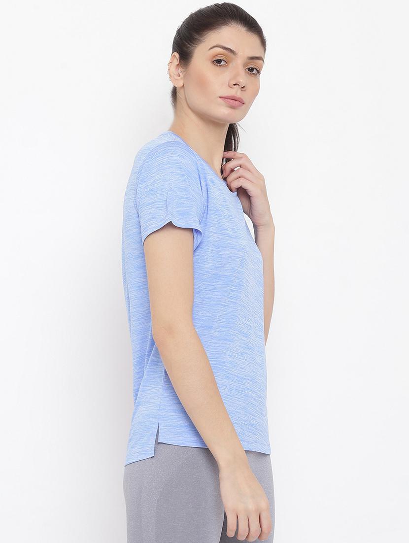 women melange round neck dri-fit t-shirt - 21762875 -  Standard Image - 1