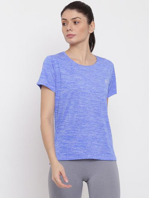 women melange round neck dri-fit t-shirt - 21762878 - Standard Image - 0