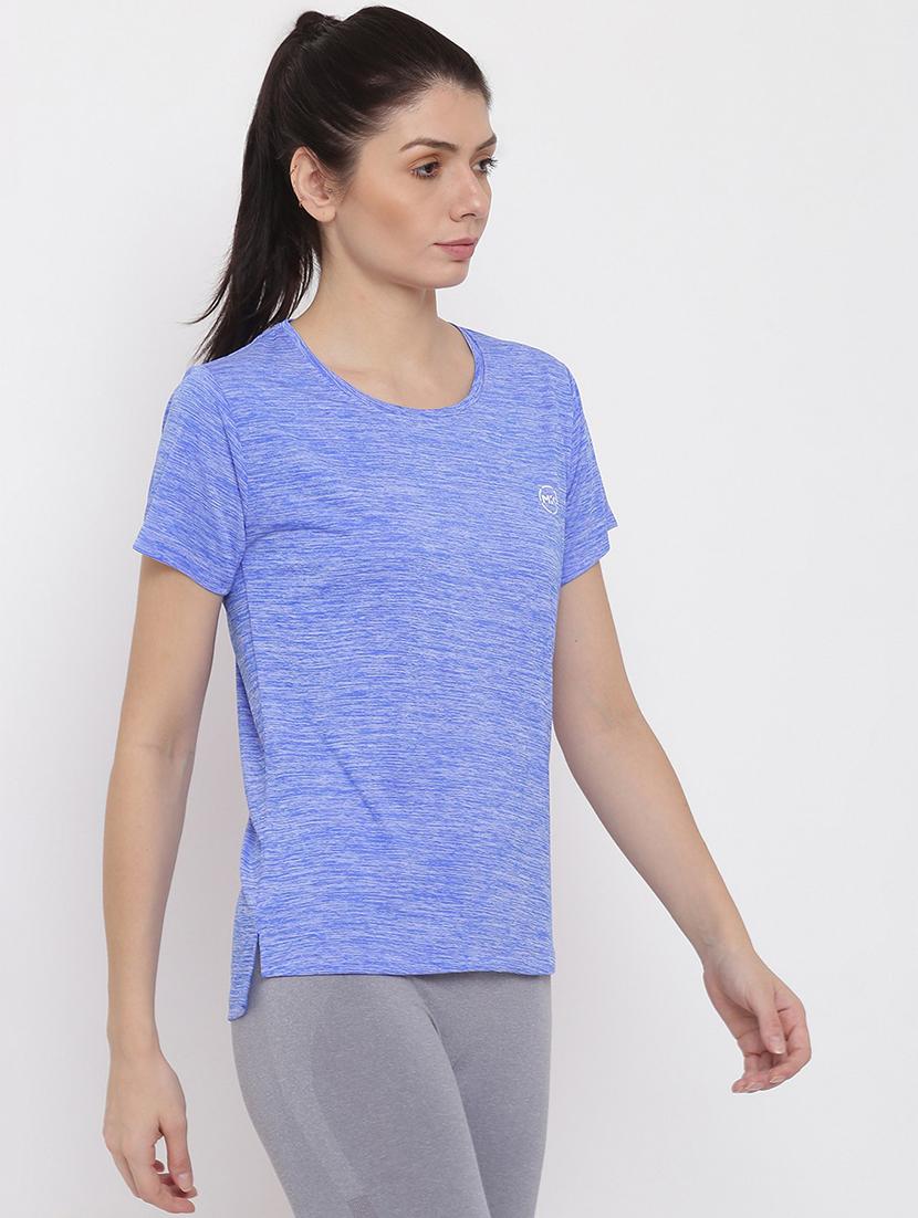 women melange round neck dri-fit t-shirt - 21762878 - Standard Image - 1