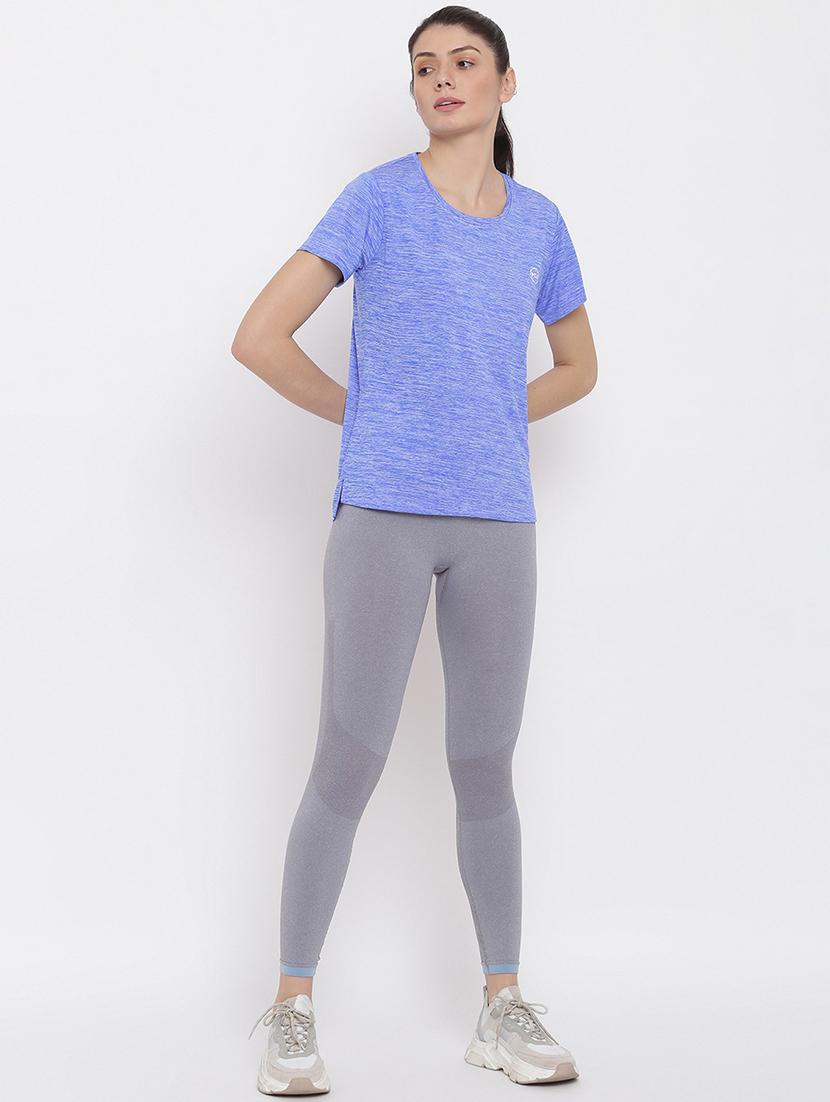 women melange round neck dri-fit t-shirt - 21762878 - Standard Image - 4