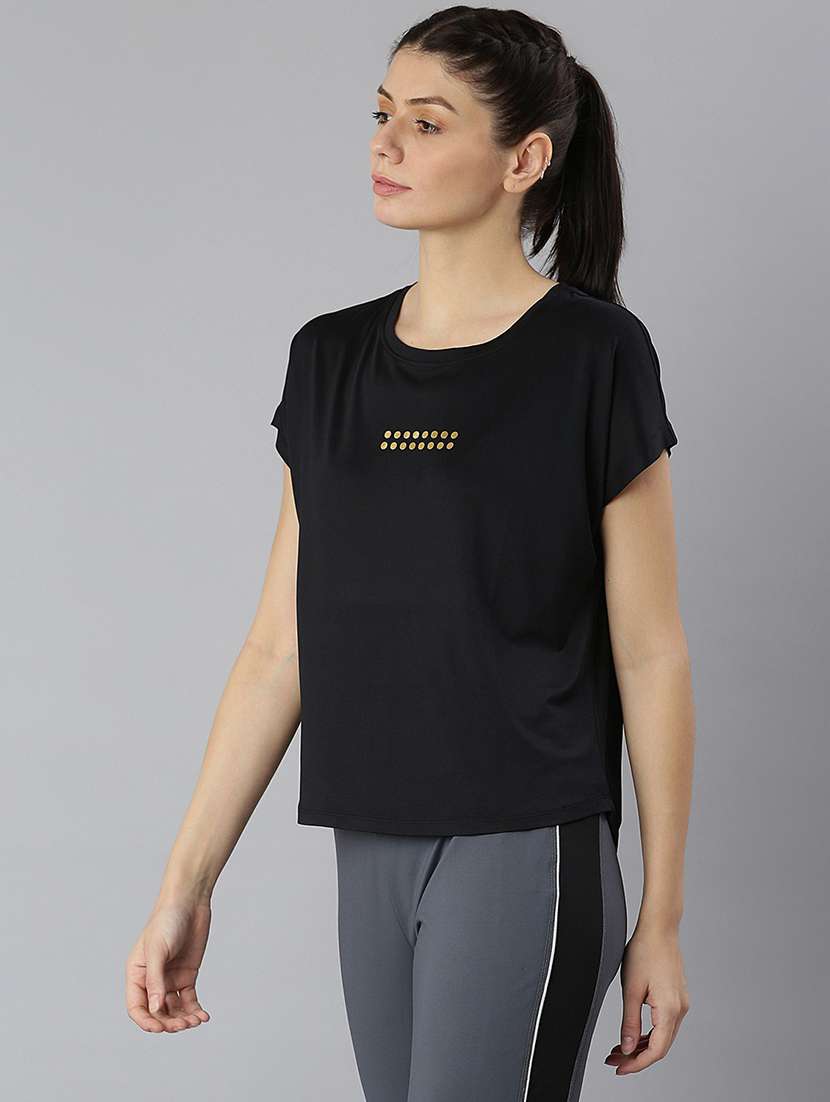 women printed round neck dri-fit sports t-shirt - 21762886 -  Standard Image - 1