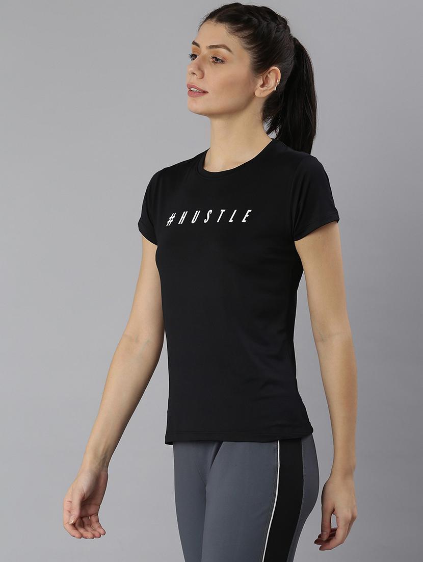 women printed round neck dri-fit sports t-shirt - 21762893 - Standard Image - 1