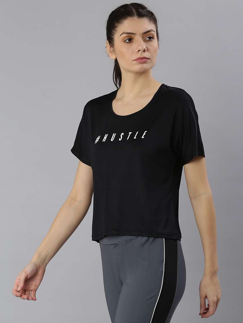 women printed round neck dri-fit sports t-shirt - 21762897 -  Standard Image - 1