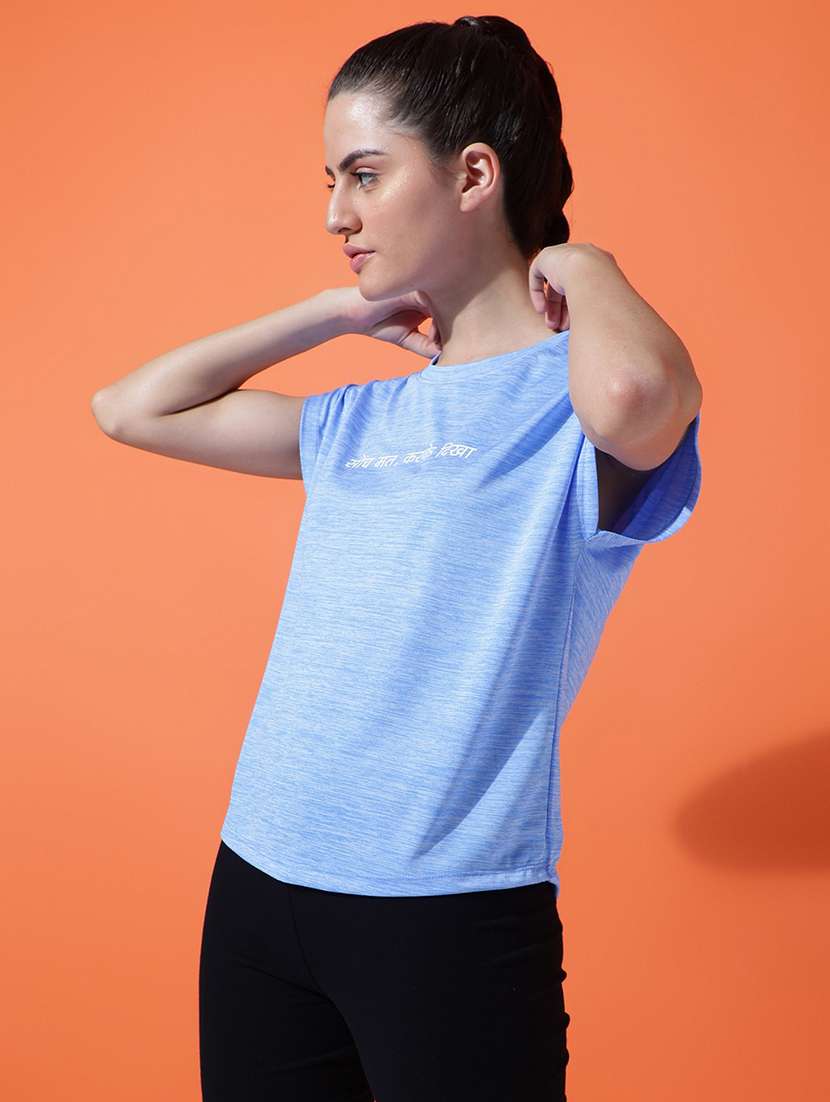 women printed round neck dri fit t-shirt - 21762907 - Standard Image - 1