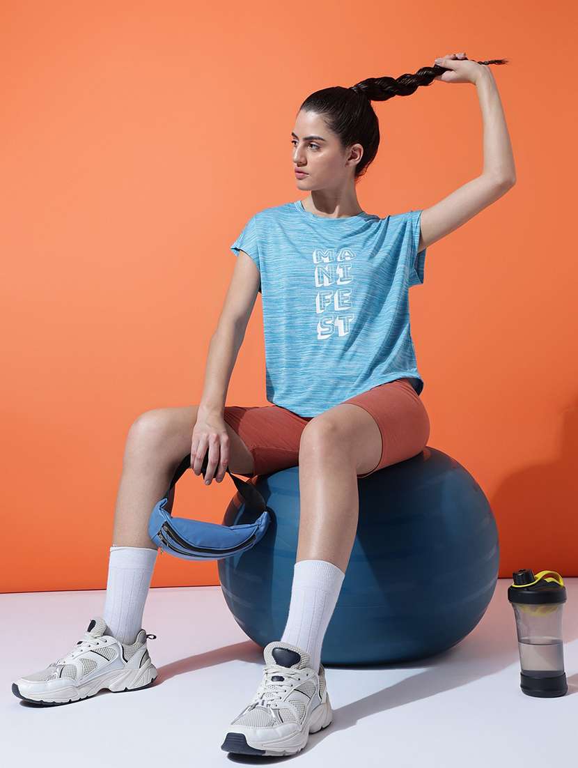 women typography print relaxed fit dri-fit t-shirt - 21762913 -  Standard Image - 4