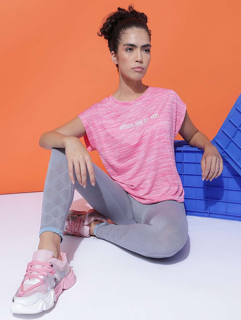 women typography print relaxed fit dri-fit t-shirt - 21762923 -  Standard Image - 4