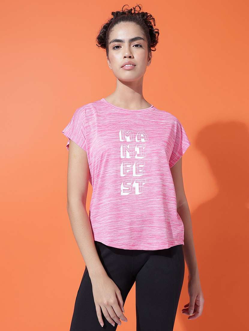 women typography print relaxed fit dri-fit t-shirt