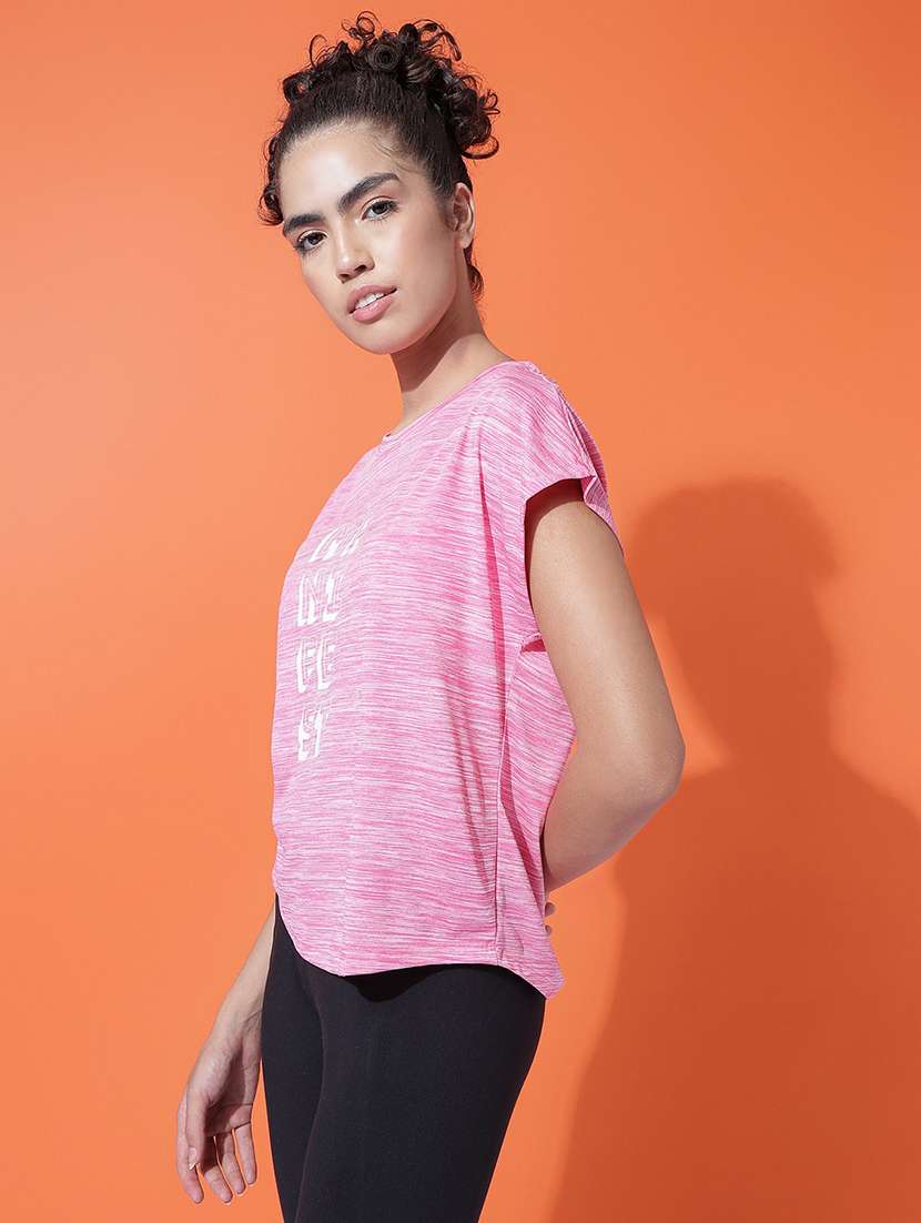 women typography print relaxed fit dri-fit t-shirt - 21762927 -  Standard Image - 1