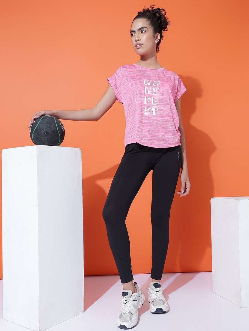 women typography print relaxed fit dri-fit t-shirt - 21762927 -  Standard Image - 4