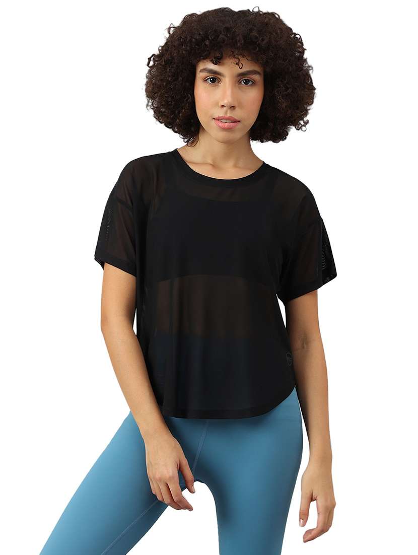 women solid relaxed fit dri-fit t-shirt