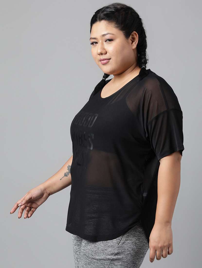 women typography printed plus size dri-fit t-shirt - 21762931 -  Standard Image - 1