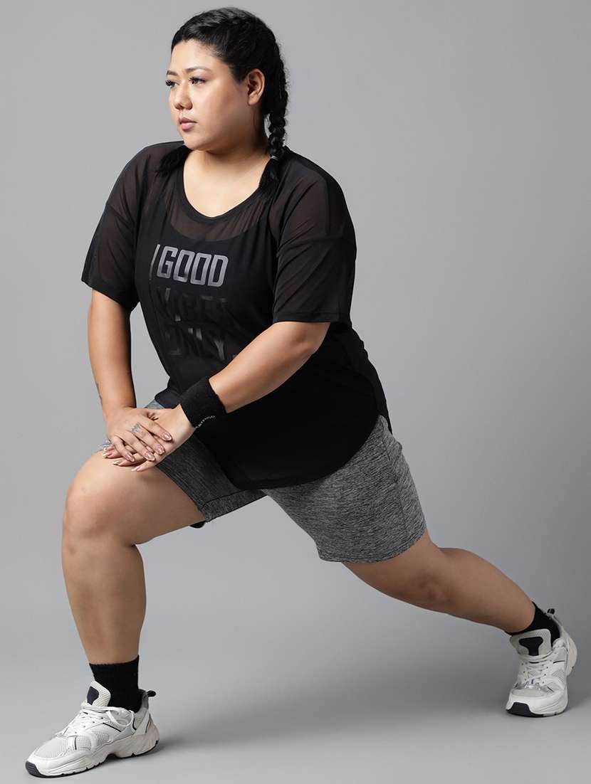 women typography printed plus size dri-fit t-shirt - 21762931 - Standard Image - 4