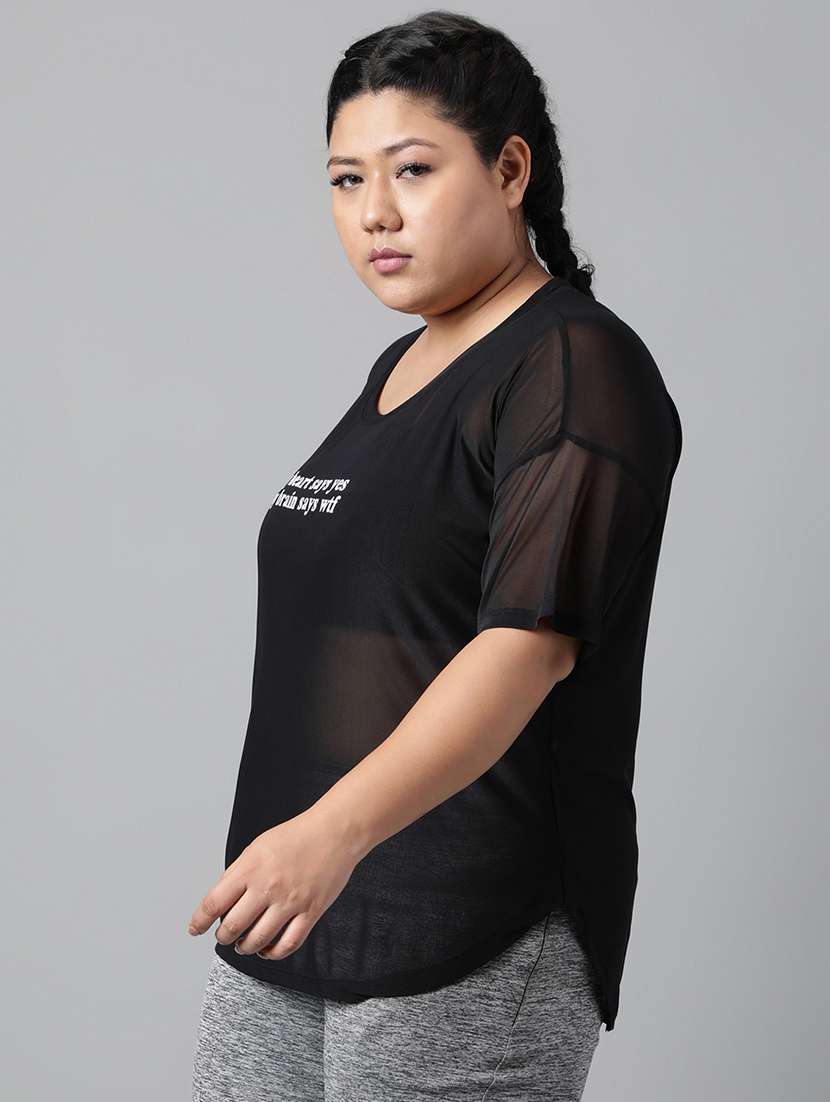 women typography printed plus size dri-fit t-shirt - 21762932 -  Standard Image - 1