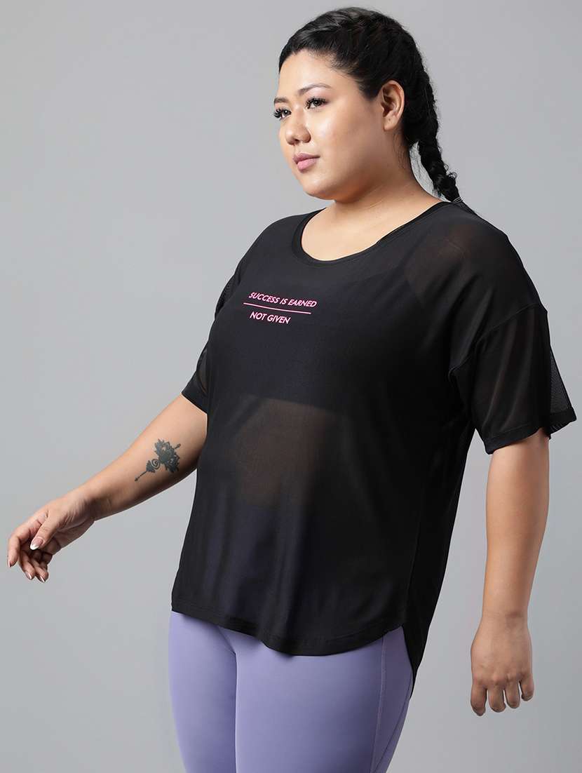women typography printed plus size dri-fit t-shirt - 21762934 - Standard Image - 1