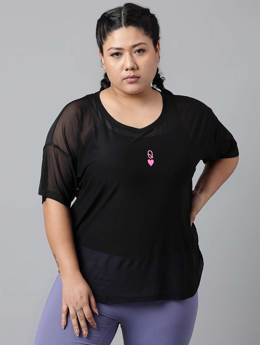 women solid plus size dri-fit t-shirt