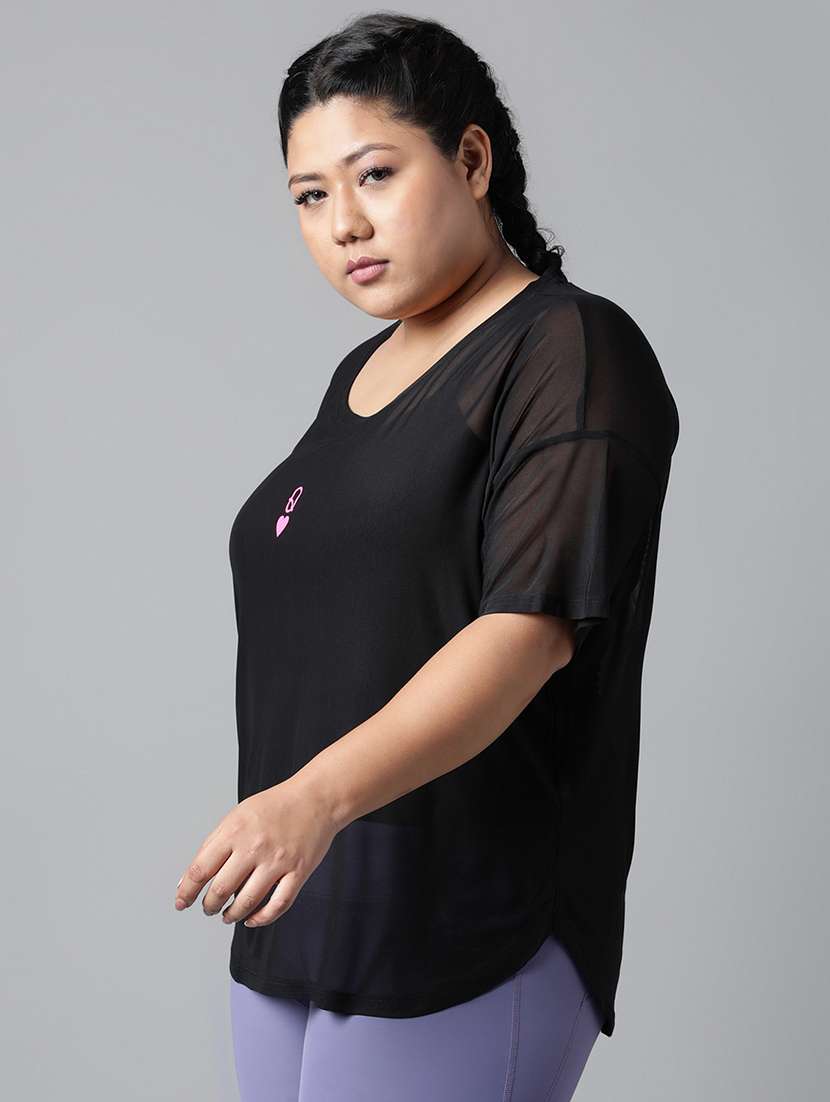 women solid plus size dri-fit t-shirt - 21762935 -  Standard Image - 1