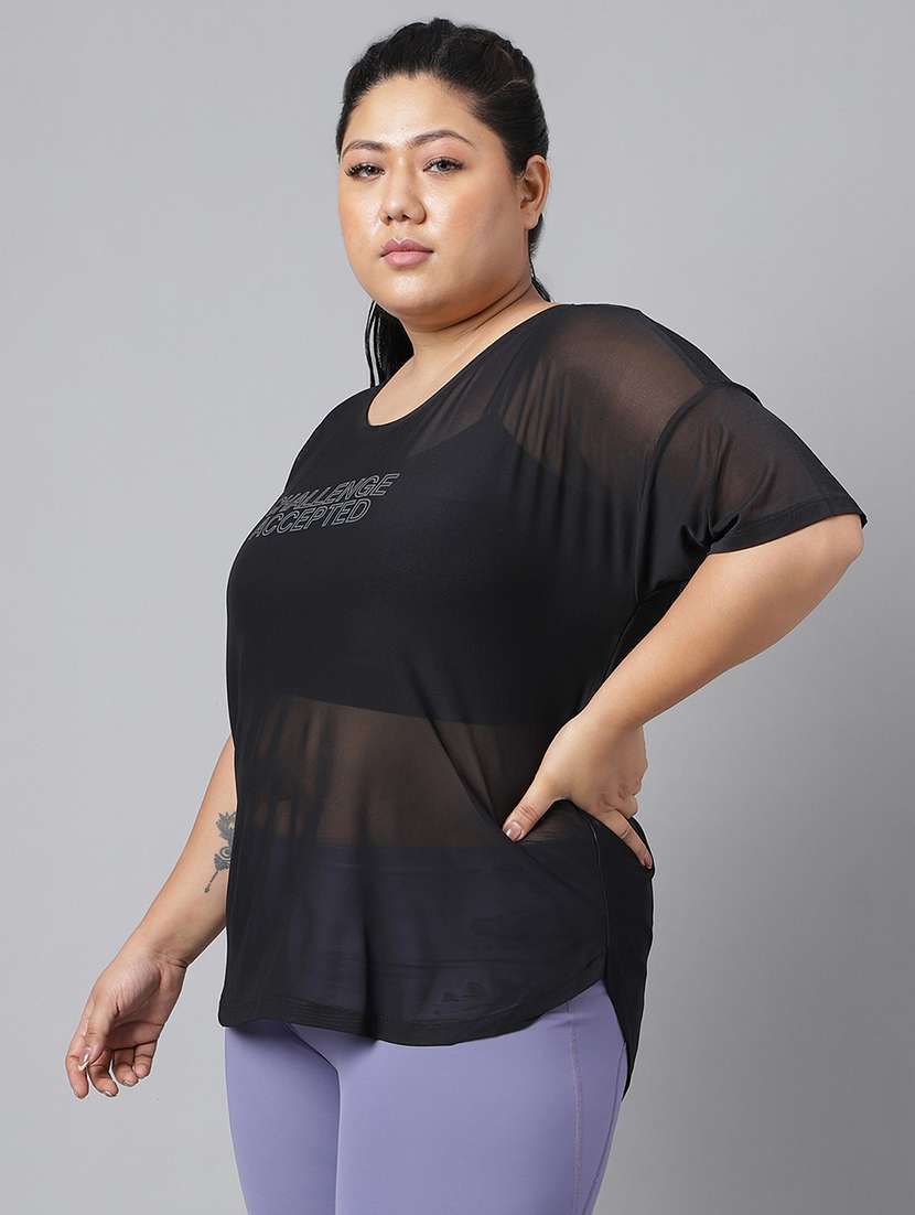 women typography printed plus size dri-fit t-shirt - 21762936 - Standard Image - 1