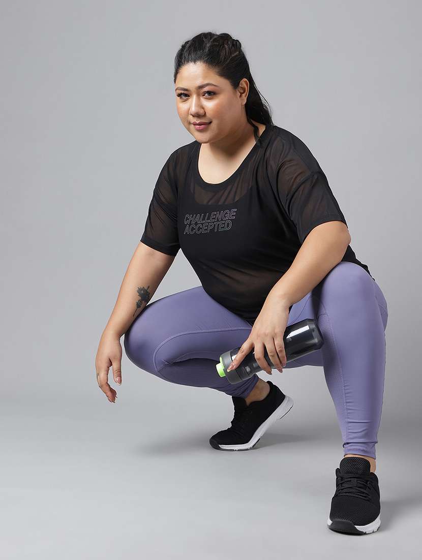 women typography printed plus size dri-fit t-shirt - 21762936 - Standard Image - 4