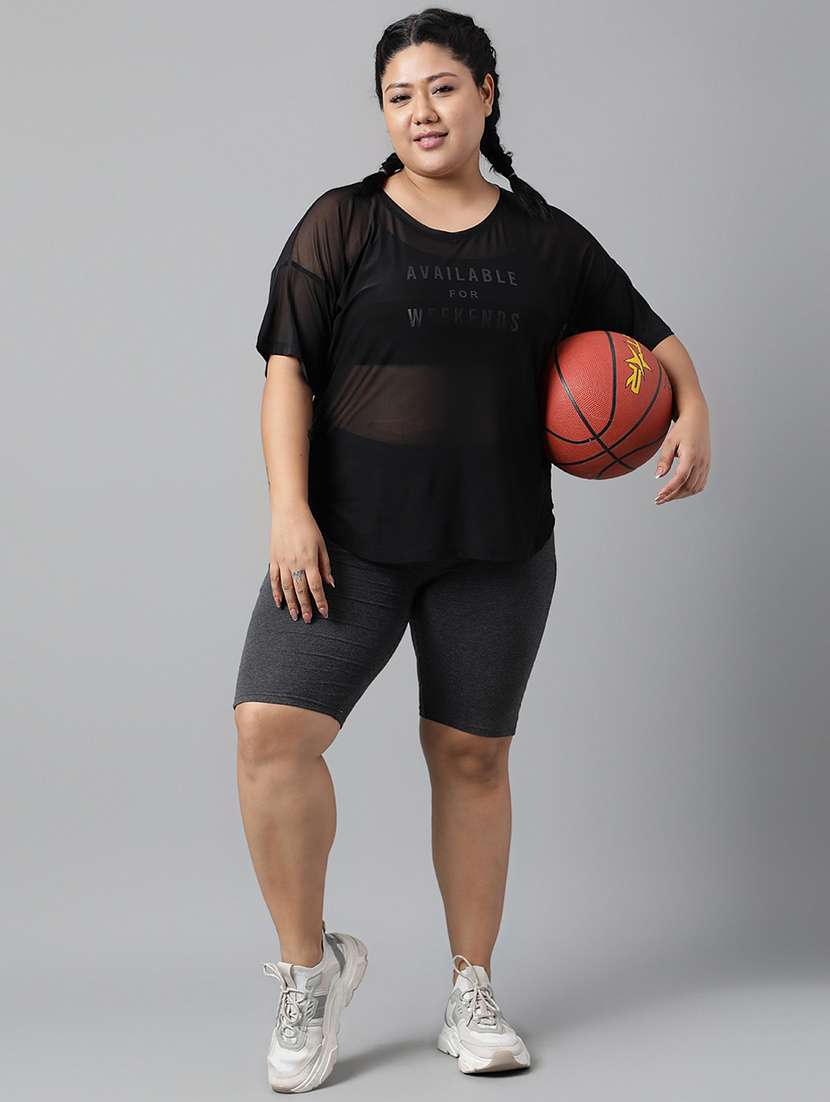 women typography printed plus size dri-fit t-shirt - 21762937 - Standard Image - 4