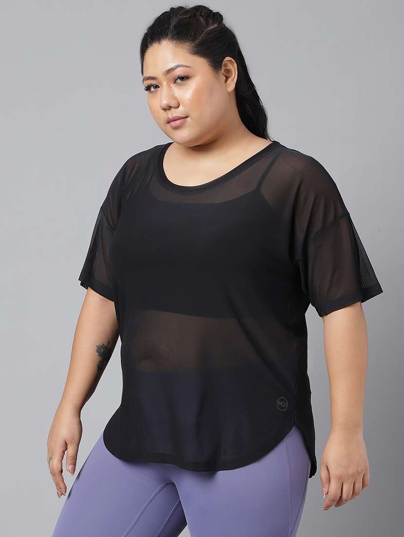 women solid plus size dri-fit t-shirt - 21762939 - Standard Image - 1
