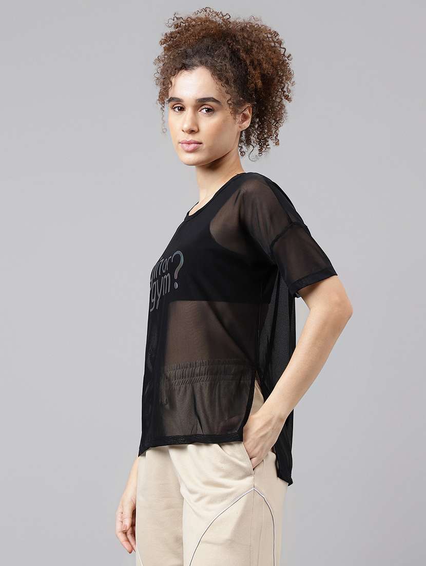 women typography print relaxed fit dri-fit t-shirt - 21762940 -  Standard Image - 1