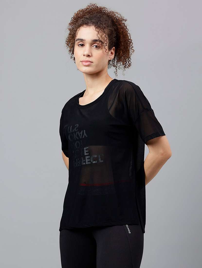 women typography printed relaxed fit dri-fit t-shirt - 21762947 -  Standard Image - 1