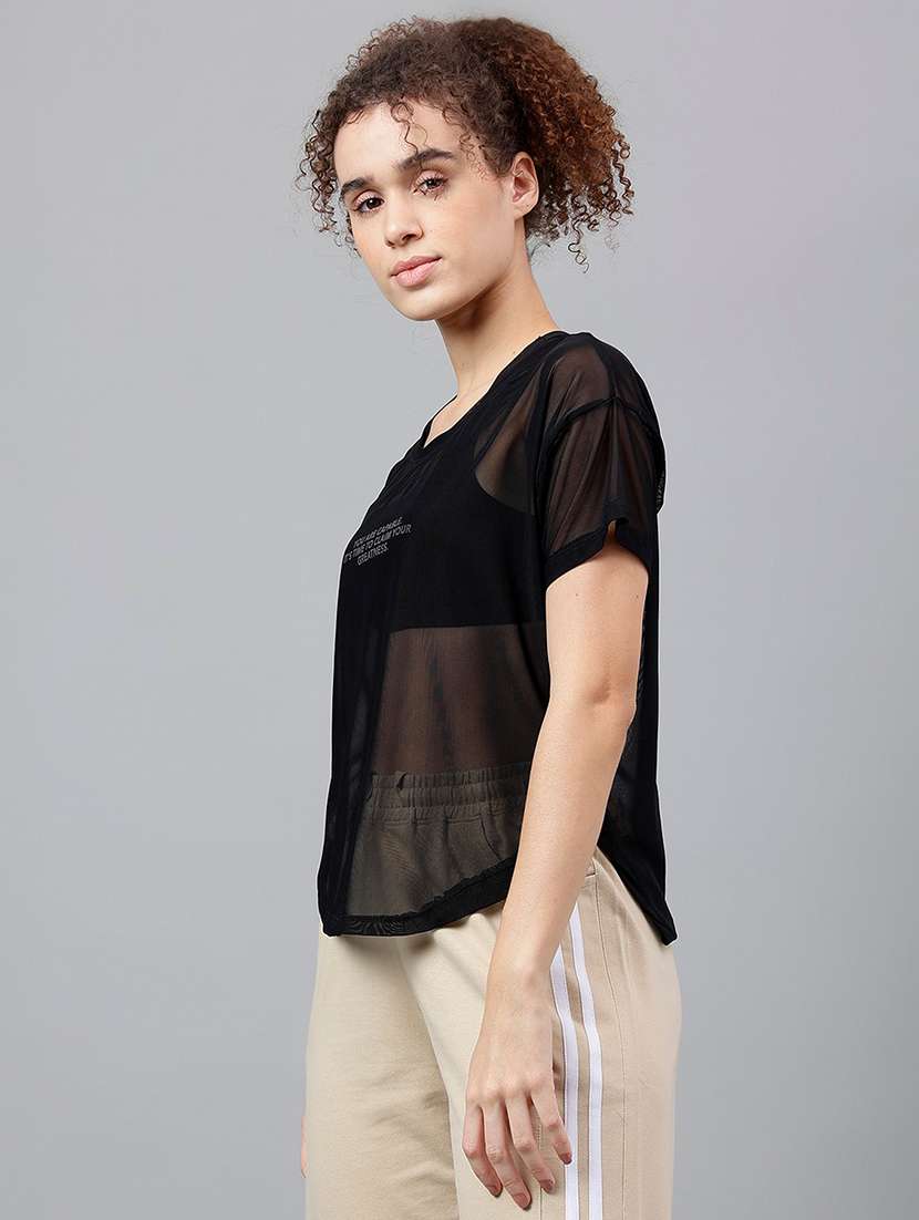 women typography printed relaxed fit dri-fit t-shirt - 21762948 -  Standard Image - 1