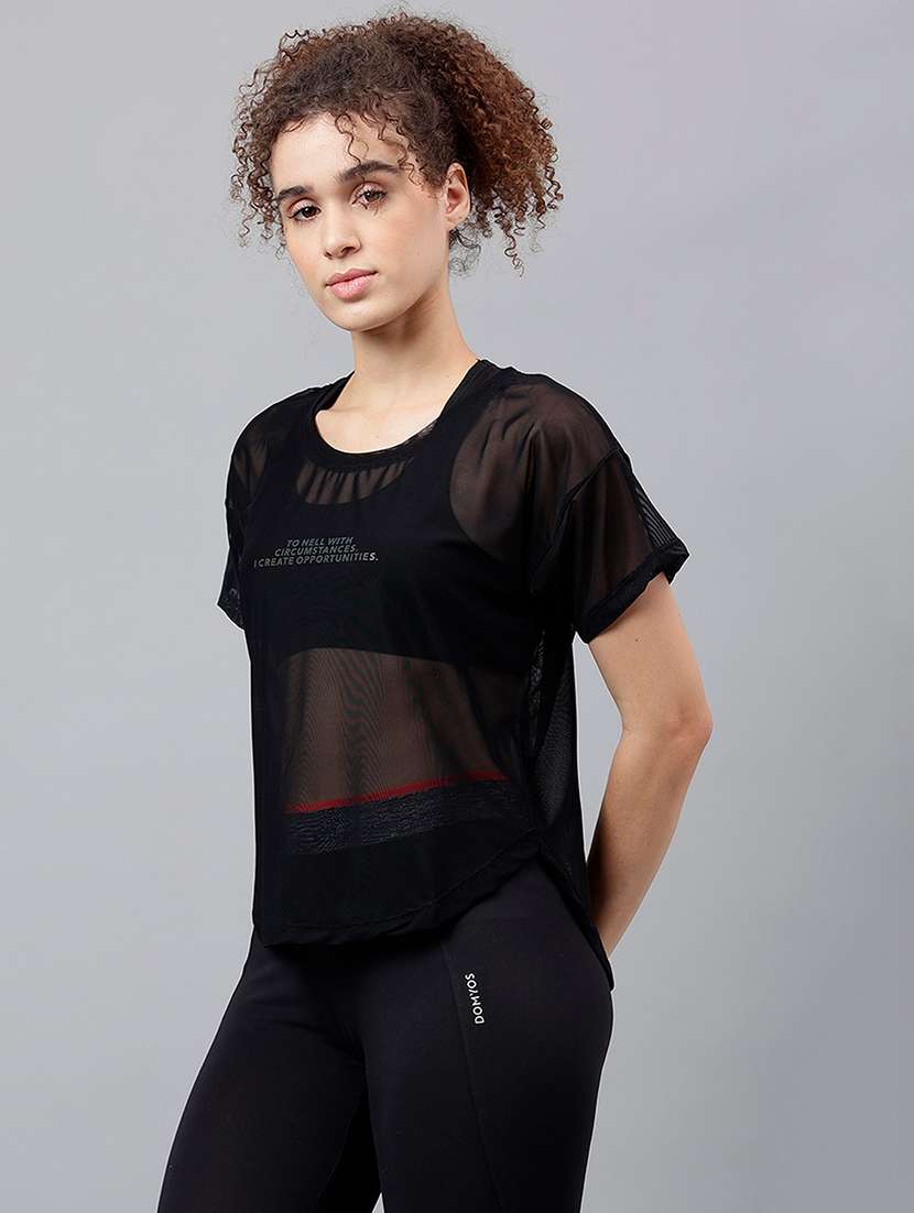 women typography printed relaxed fit dri-fit t-shirt - 21762949 -  Standard Image - 1