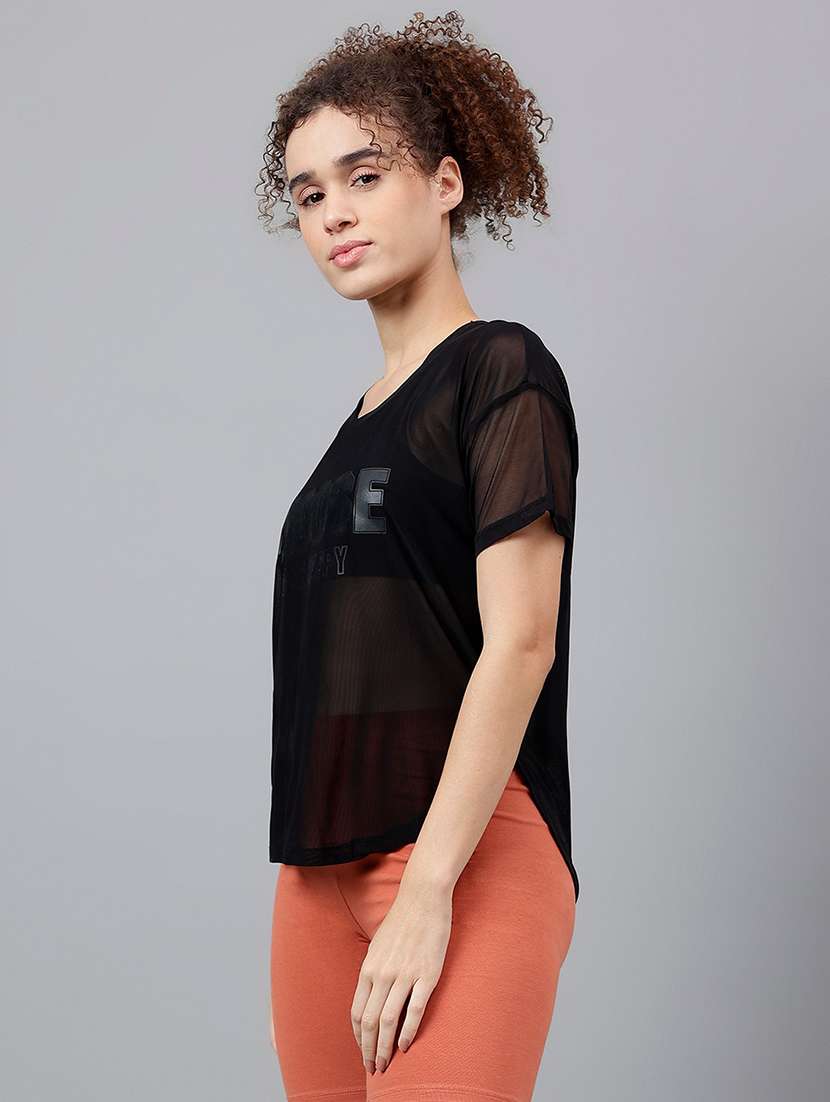 women typography printed relaxed fit dri-fit t-shirt - 21762954 -  Standard Image - 1