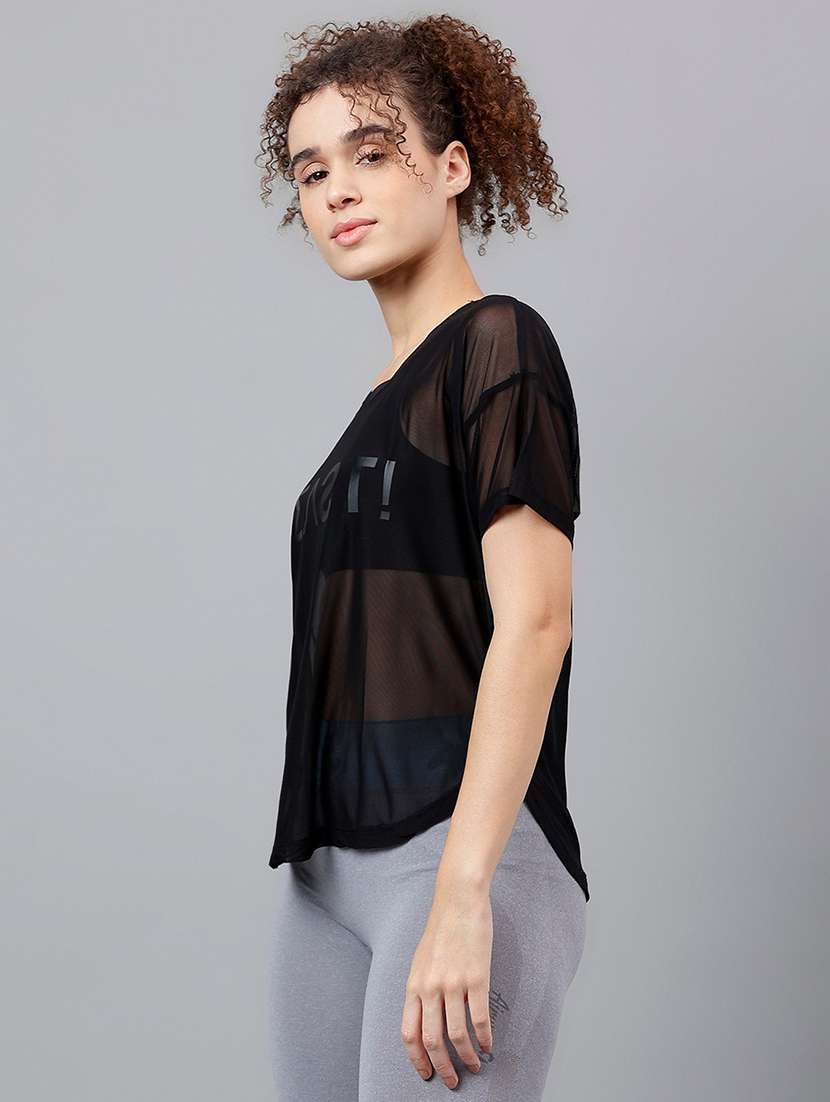 women typography printed relaxed fit dri-fit t-shirt - 21762957 -  Standard Image - 1