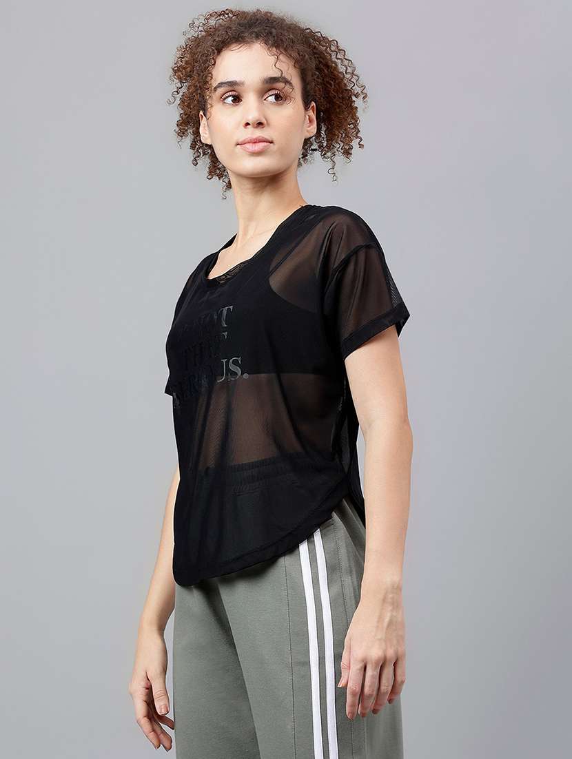 women typography printed relaxed fit dri-fit t-shirt - 21762961 -  Standard Image - 1