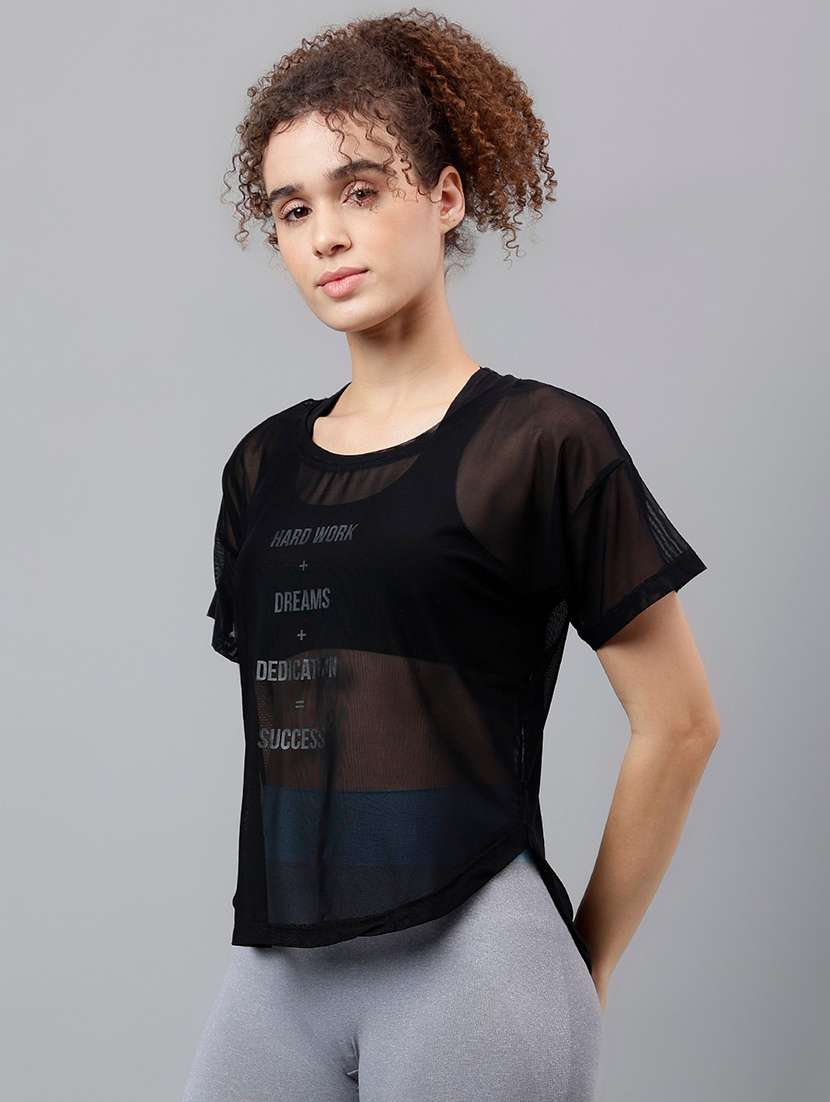 women typography printed relaxed fit dri-fit t-shirt - 21762963 -  Standard Image - 1