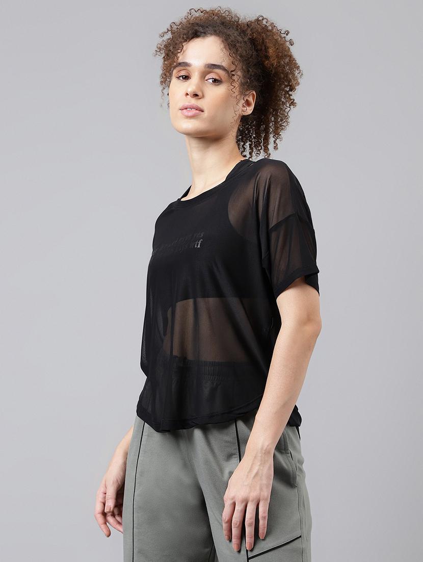 women typography printed relaxed fit dri-fit t-shirt - 21762965 -  Standard Image - 1
