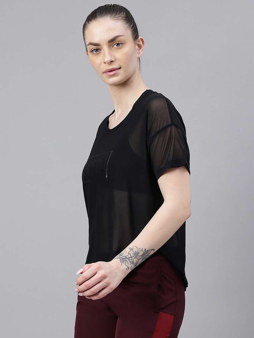 women printed round neck dri fit t-shirt - 21762967 -  Standard Image - 1