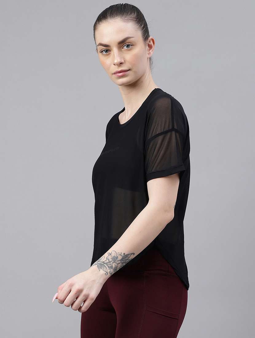 women printed round neck dri fit t-shirt - 21762968 -  Standard Image - 1