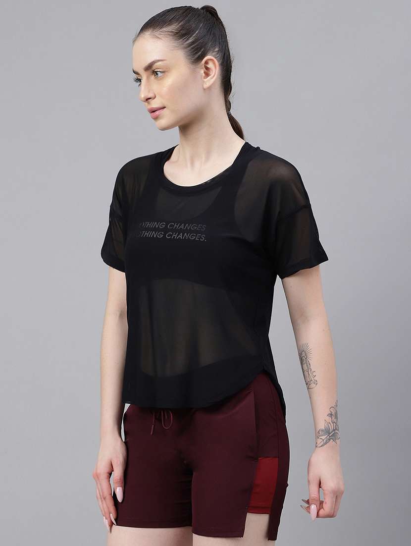 women typography printed relaxed fit dri-fit t-shirt - 21762969 -  Standard Image - 1