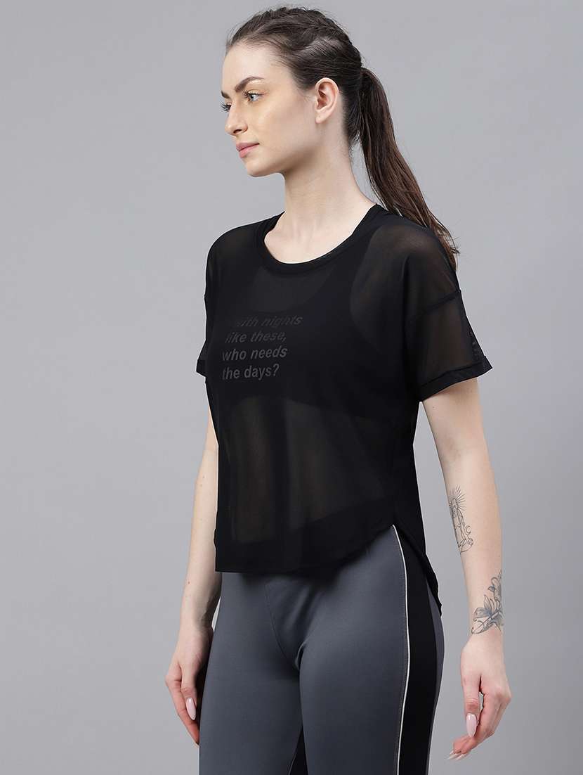 women printed round neck dri fit t-shirt - 21762971 -  Standard Image - 1