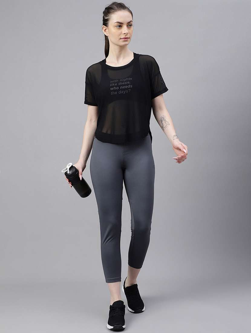 women printed round neck dri fit t-shirt - 21762971 -  Standard Image - 4