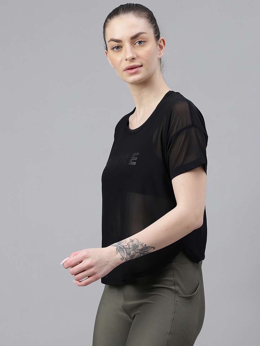 women printed round neck dri fit t-shirt - 21762972 -  Standard Image - 1