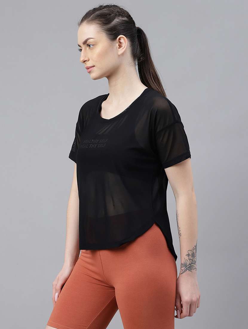 women printed round neck dri fit t-shirt - 21762973 -  Standard Image - 1