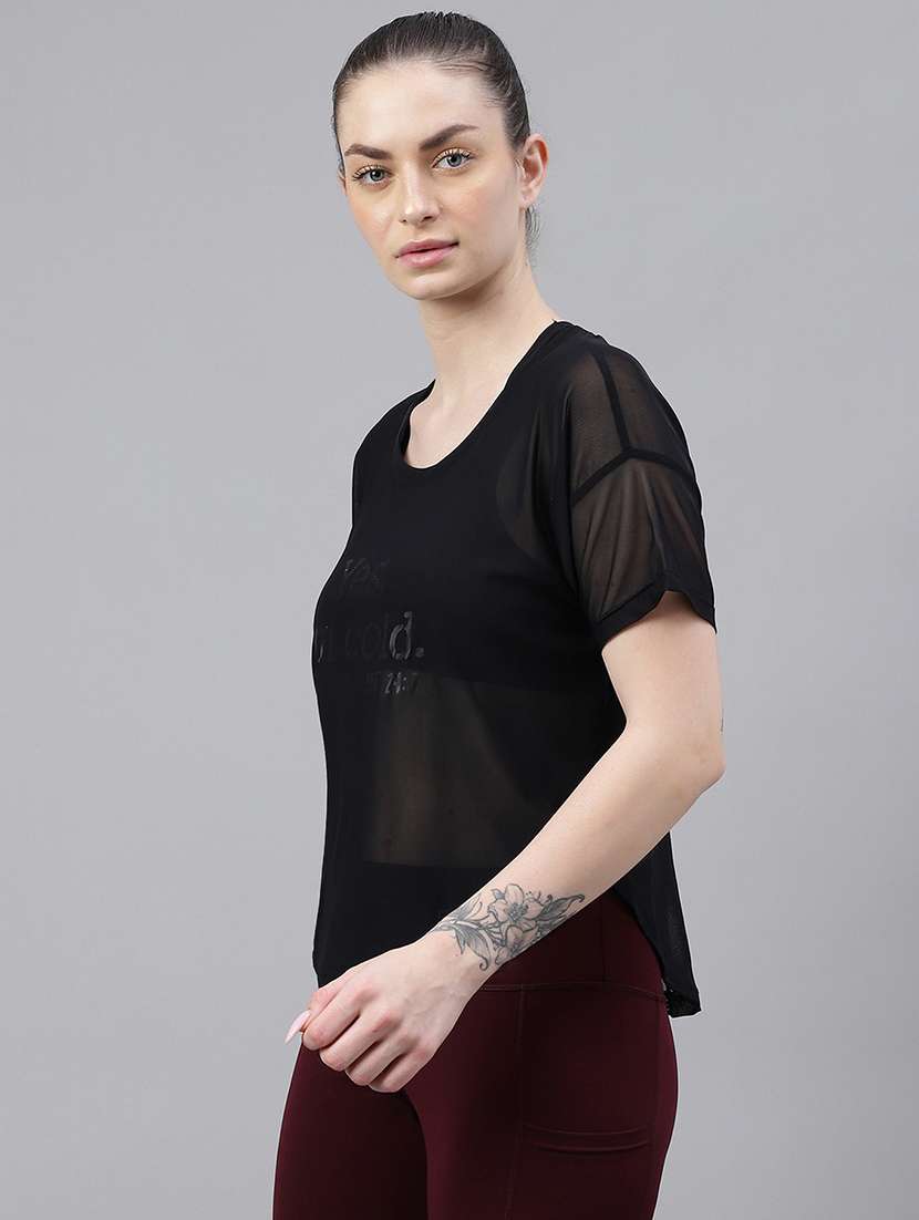 women printed round neck dri fit t-shirt - 21762975 -  Standard Image - 1