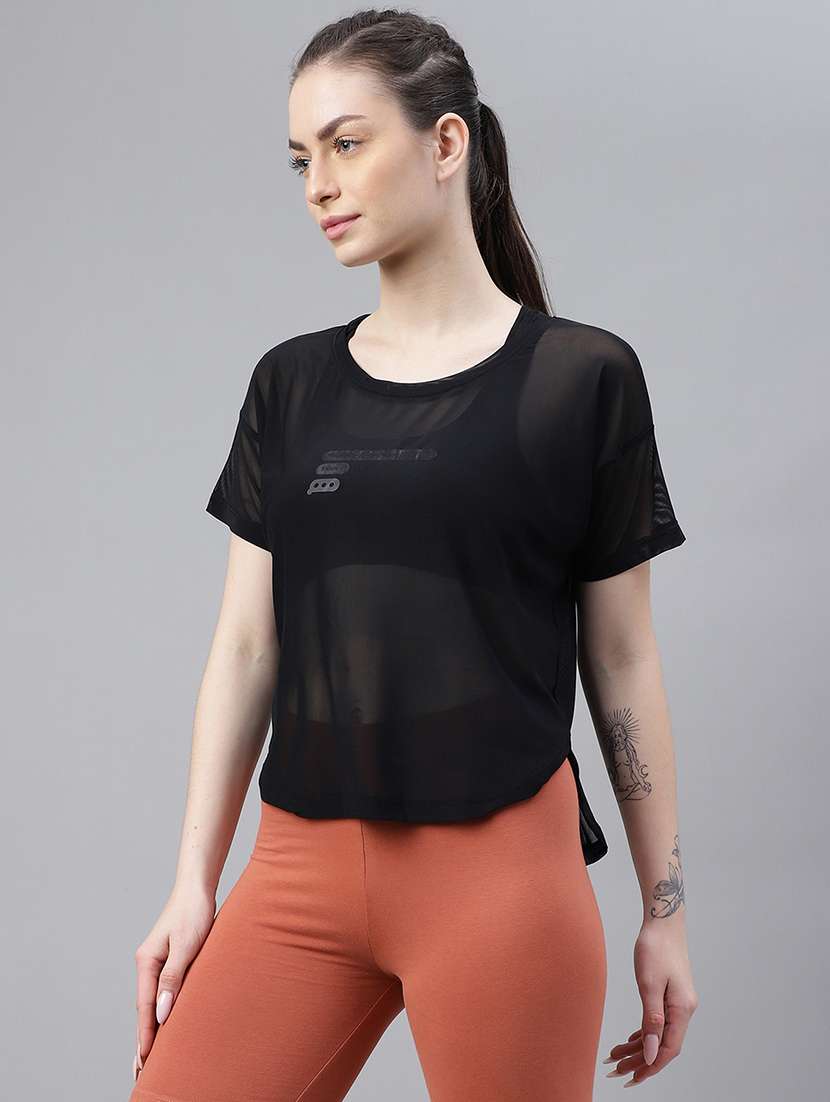 women printed round neck dri fit t-shirt - 21762976 -  Standard Image - 1