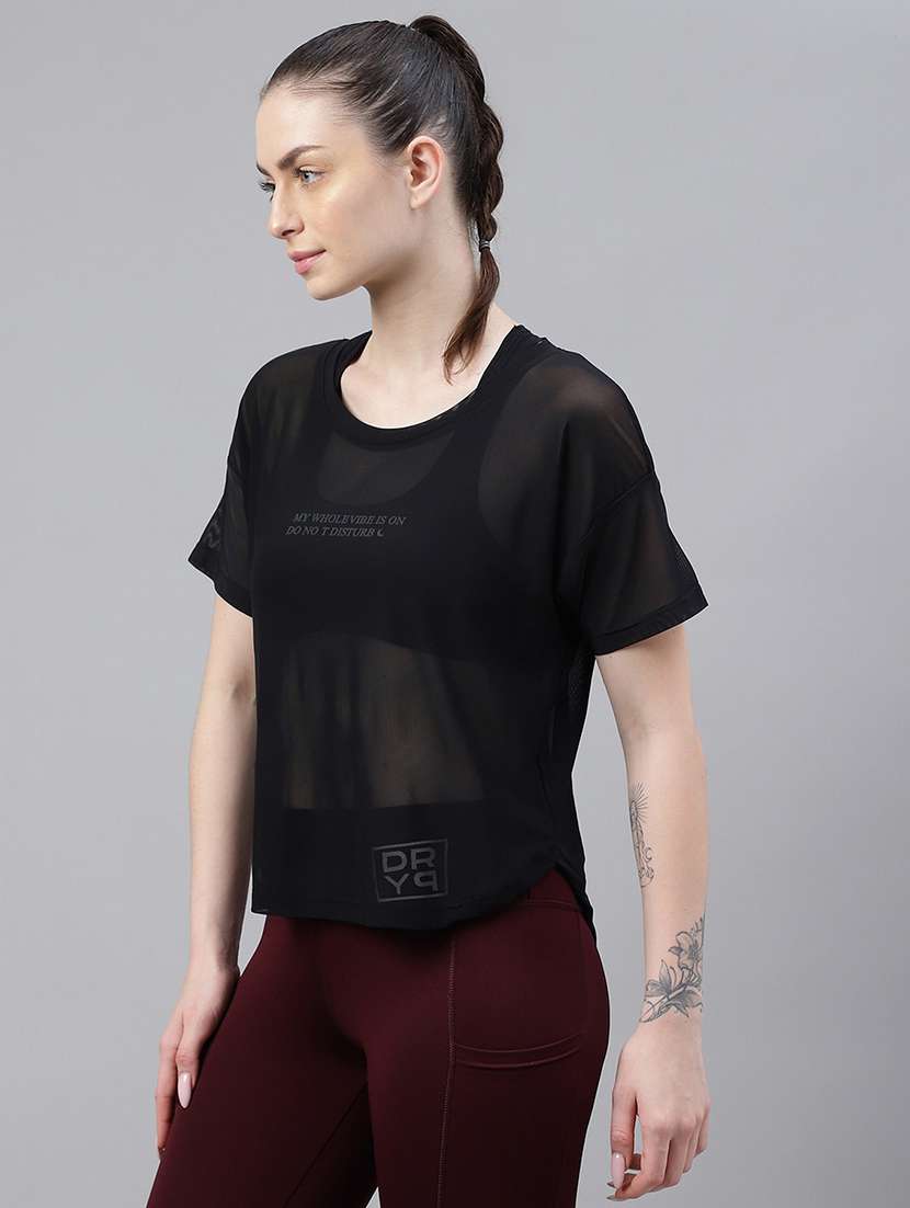 women printed round neck dri fit t-shirt - 21762977 -  Standard Image - 1