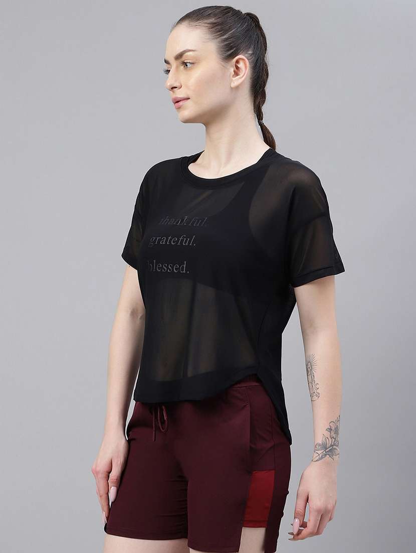 women printed round neck dri fit t-shirt - 21762978 -  Standard Image - 1