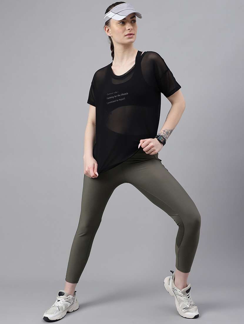 women typography printed relaxed fit dri-fit t-shirt - 21762980 -  Standard Image - 4