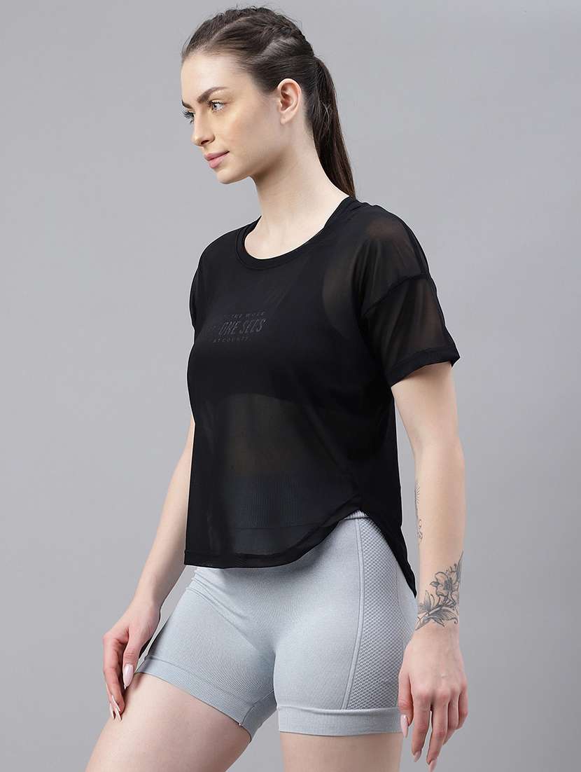 women printed round neck dri fit t-shirt - 21762981 -  Standard Image - 1