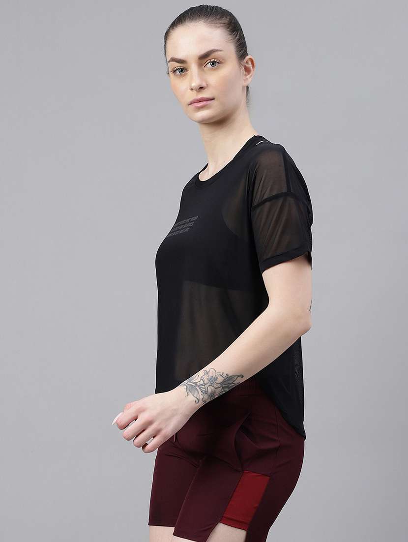 women printed round neck dri fit t-shirt - 21762982 -  Standard Image - 1